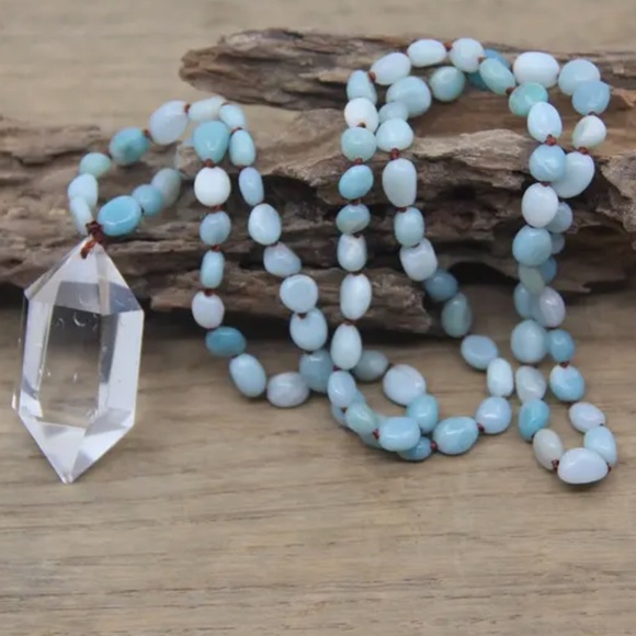 Larimar double point Quartz necklace - Picture 1 of 2